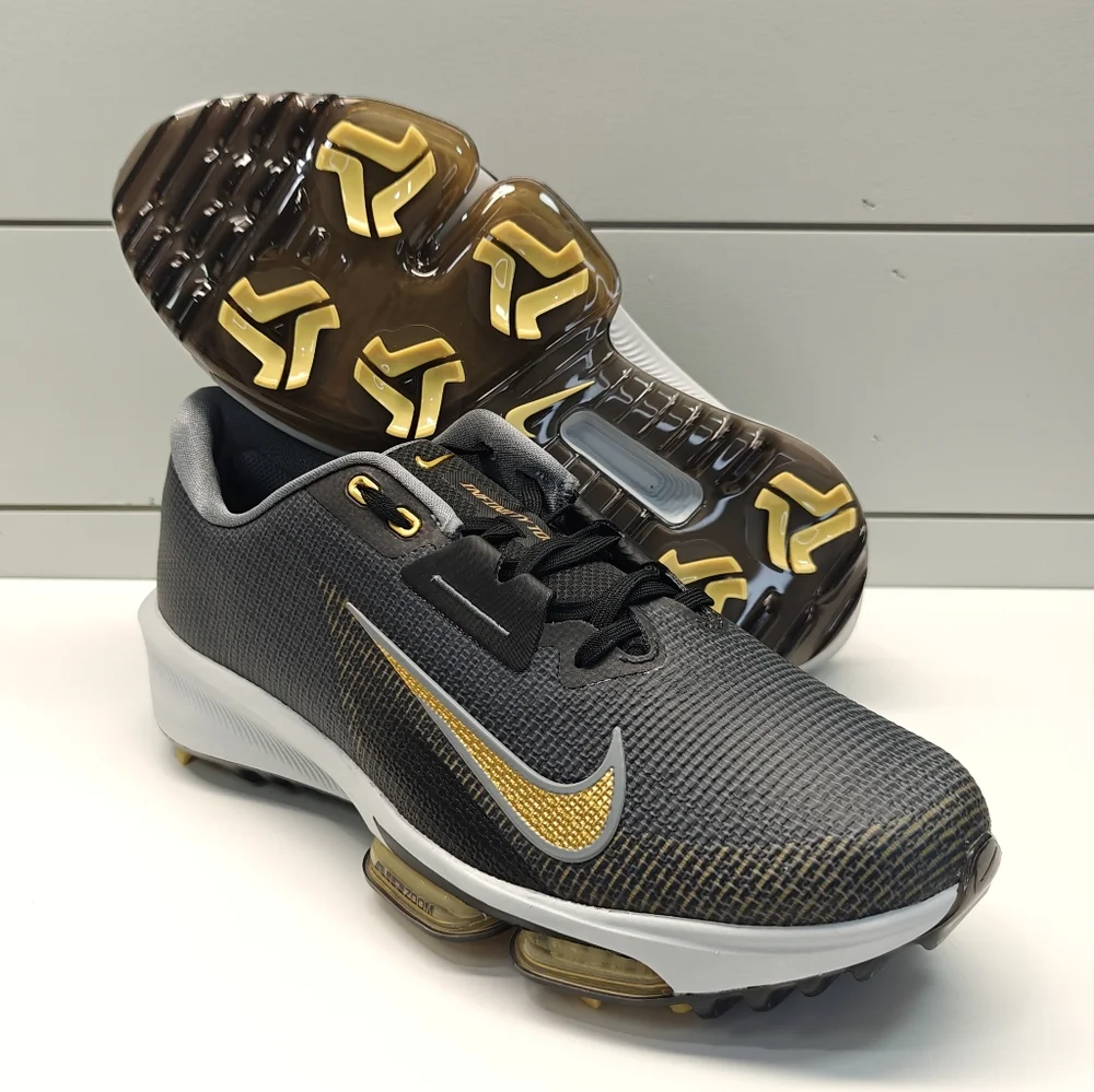 Nike Air Zoom Infinity Tour 2 Golf Black Infinite Gold Golf Shoes sz Men's 11.5
